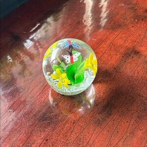 Vibrant Glass Aquarium Sphere with Yellow and Green Accents